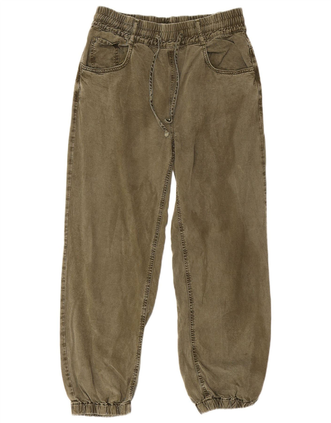 Zara Womens Joggers Cropped Jeans Small W26 L25 Khaki Viscose