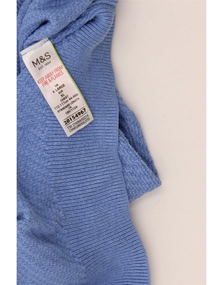 Marks & Spencer Herre Boat Neck Jumper Sweater XL Blå Bomuld
