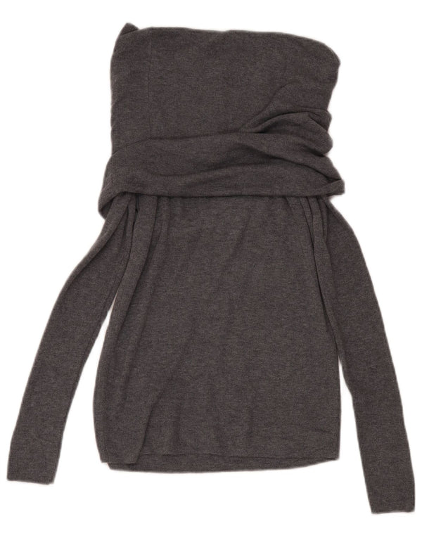 Zara Dame Rullehals Sweater UK 14 Large Grå Polyester