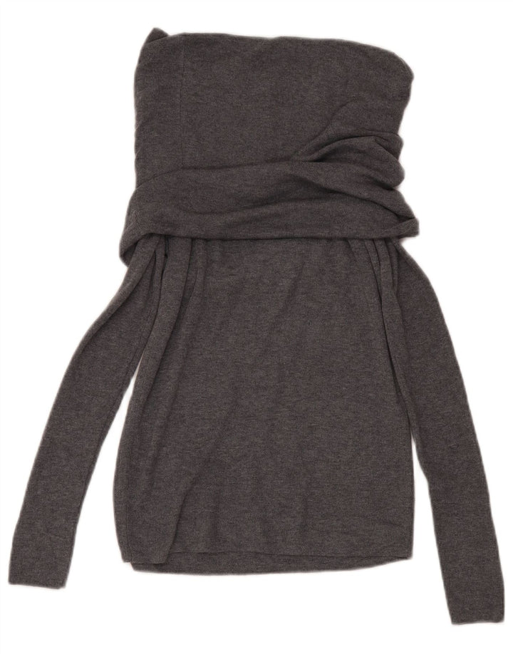 Zara Dame Rullehals Sweater UK 14 Large Grå Polyester