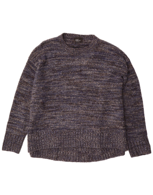 Zara Dame Jumper Sweater UK 14 Medium Navy Blue Flecked