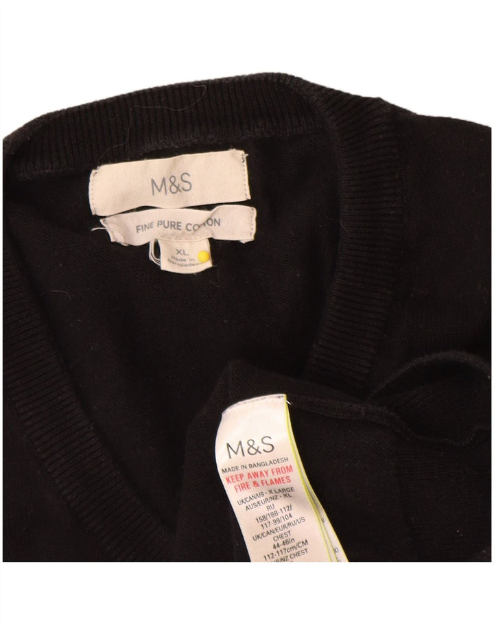 Marks & Spencer Herre V-hals sweater XL sort bomuld