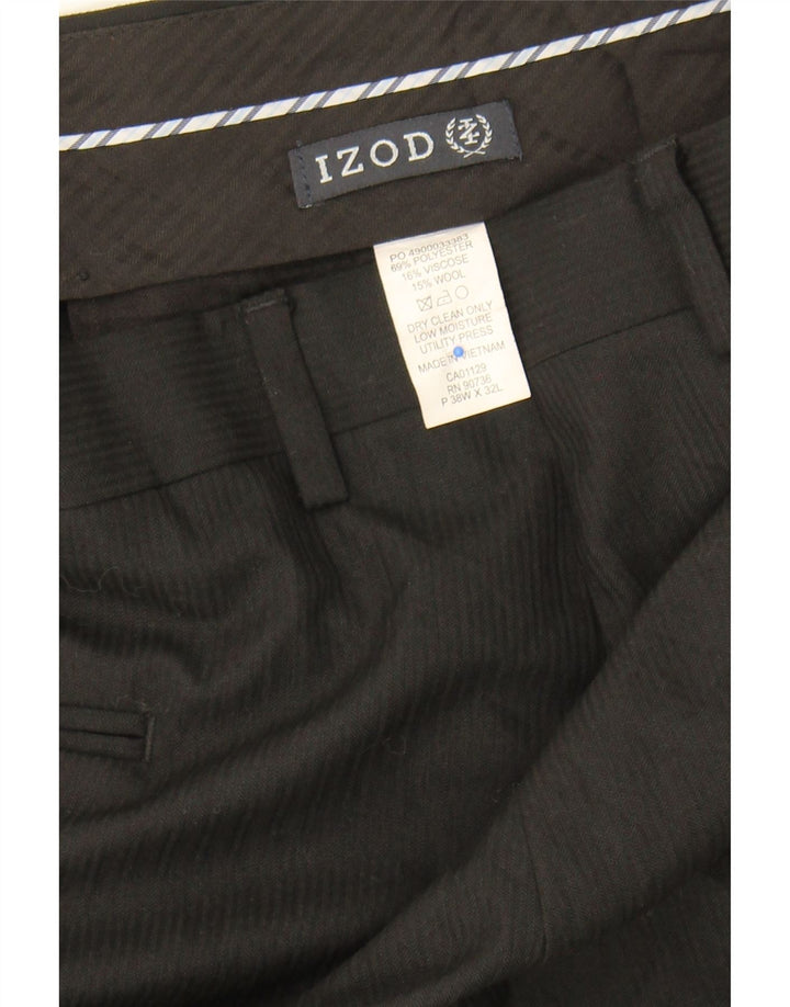 IZOD Mens Pegged Chino Trousers W38 L32  Black Pinstripe Polyester Vintage Izod and Second-Hand Izod from Messina Hembry 