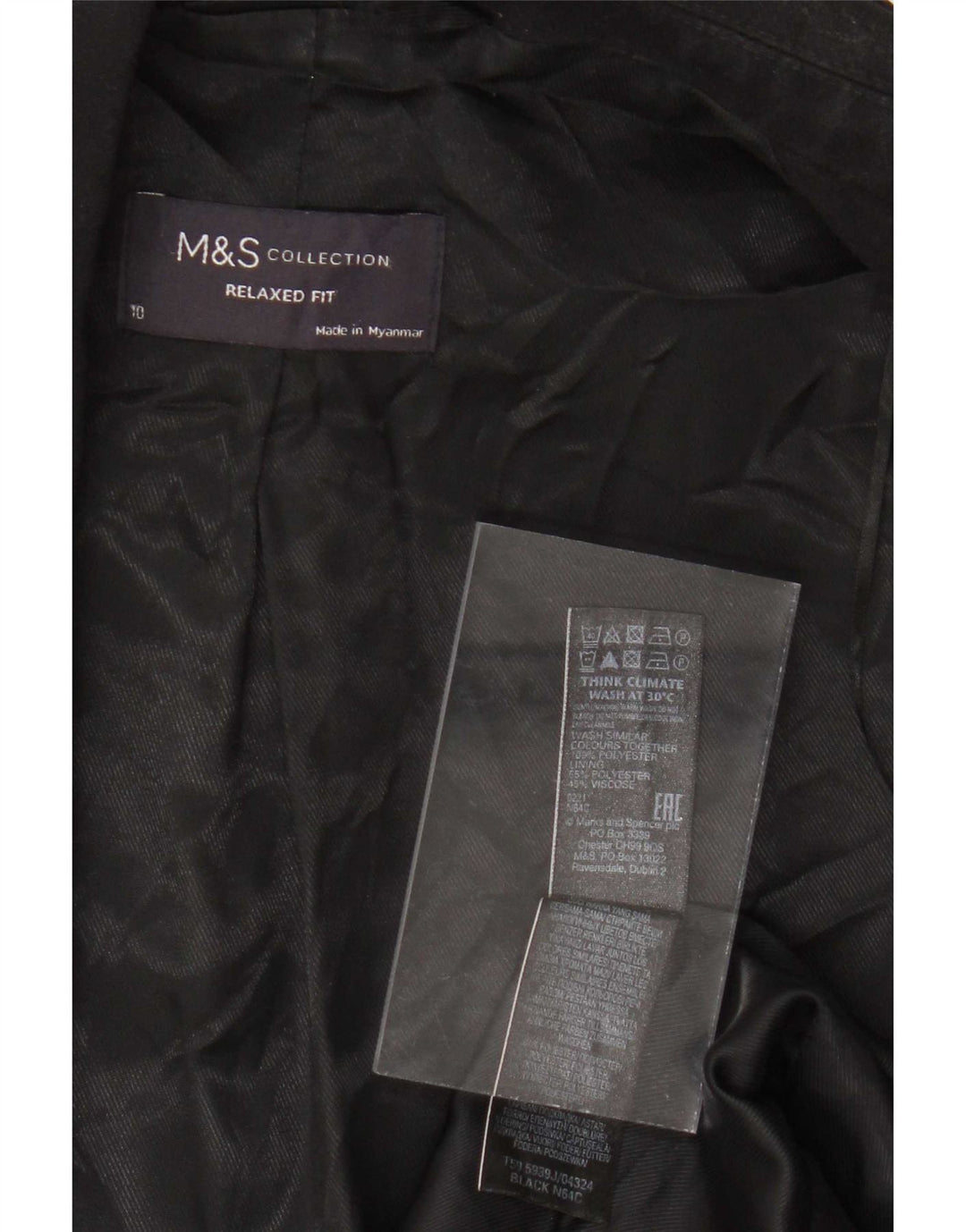 Marks & Spencer Dame Relaxed Fit Blazer Jacket UK 10 Small Black