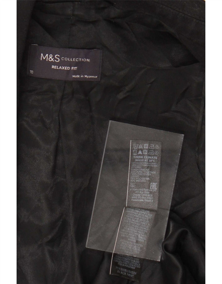 Marks & Spencer Dame Relaxed Fit Blazer Jacket UK 10 Small Black