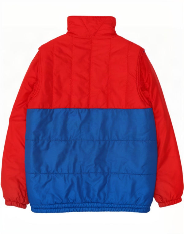 Vintage Mens Padded Jacket UK 38 Medium Red Colourblock Polyamide