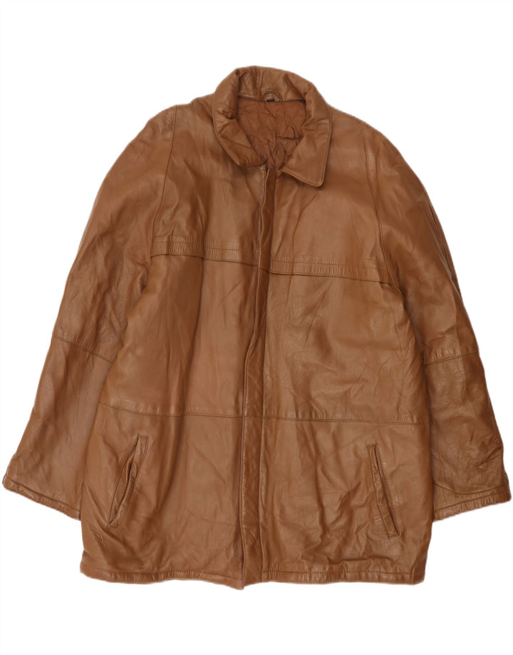 Vintage herre læderjakke IT 58 4XL brunt læder