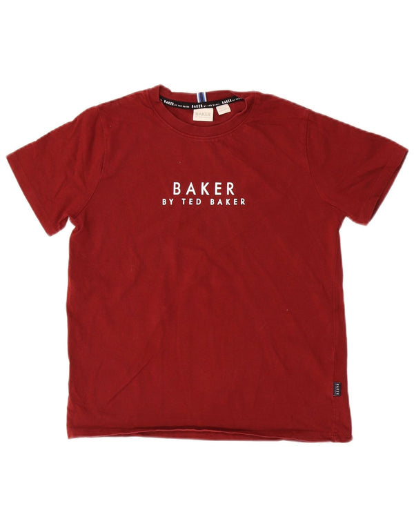 TED BAKER Drenge Grafisk T-Shirt Top 10-11 år Bourgogne bomuld
