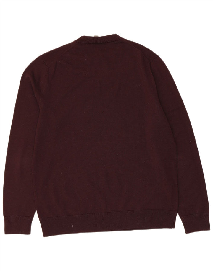 Cos Herre Crew Neck Jumper Sweater Medium Burgundy Uld