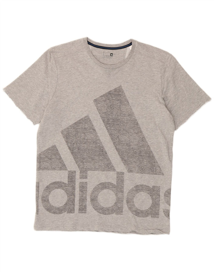 Adidas Herre Grafisk T-Shirt Top Stor Grå Bomuld
