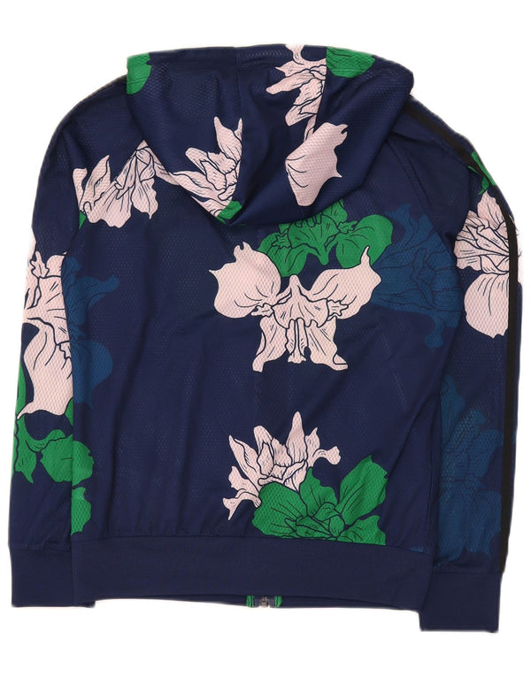Adidas Dame Hættetrøje Sweater UK 12 Medium Navy Blue Floral