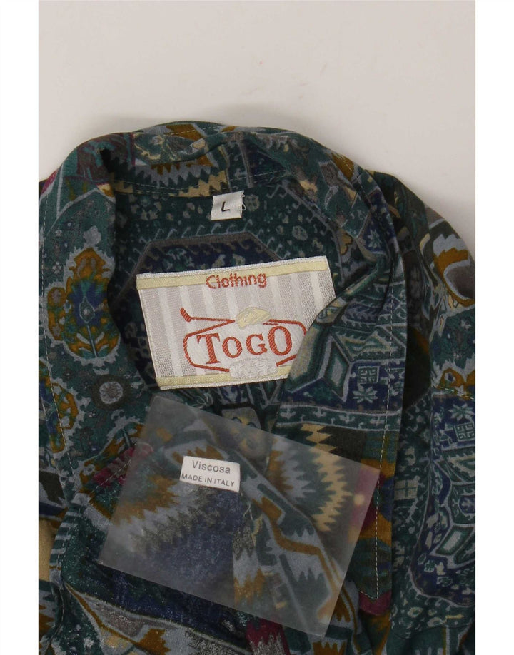 Togo Herreskjorte Stor flerfarvet Patchwork Viscose