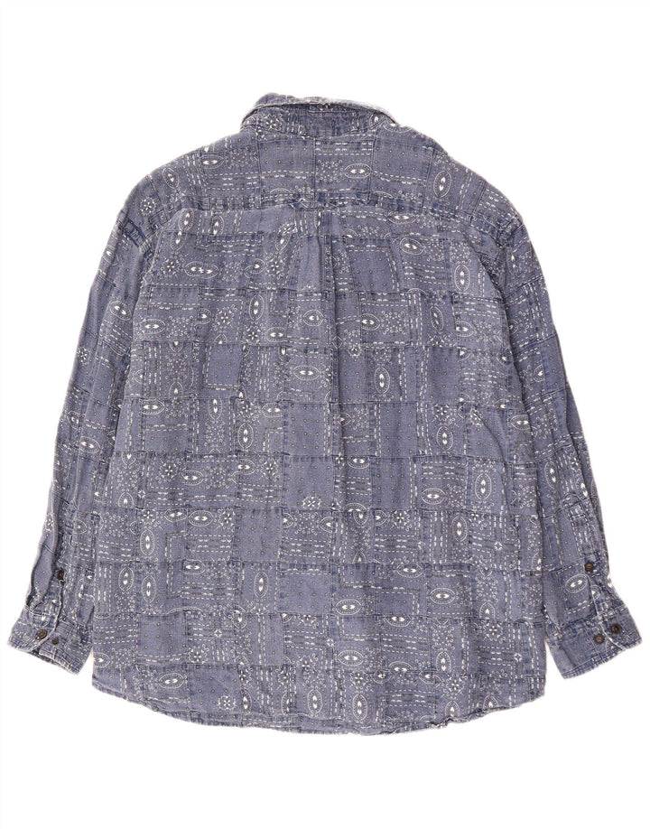 ORVIS herreskjorte 2XL marineblå geometrisk linned