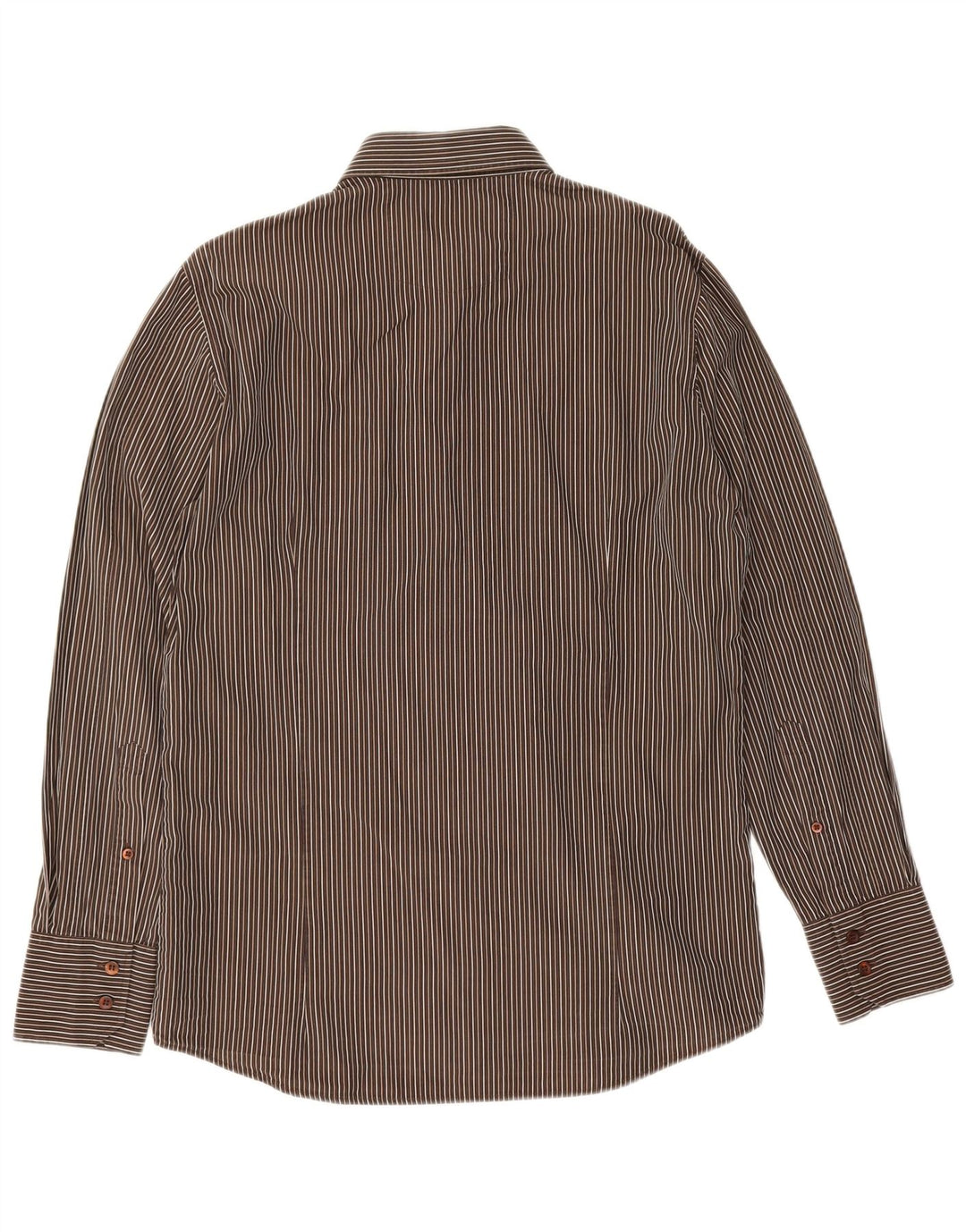 Hugo Boss herreskjorte medium brun nålestribet bomuld