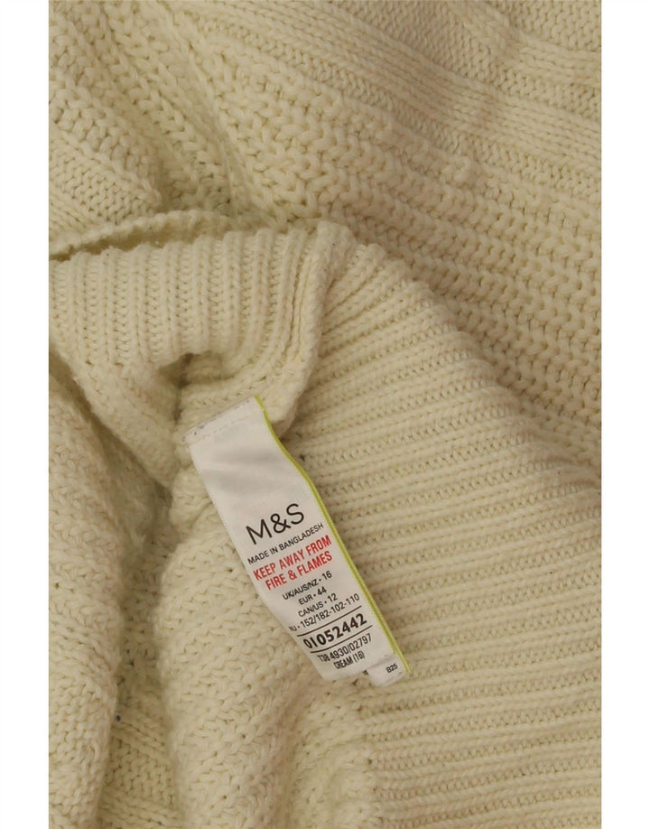 Marks & Spencer Dame Boat Neck Jumper Sweater UK 16 Large Beige Polyester