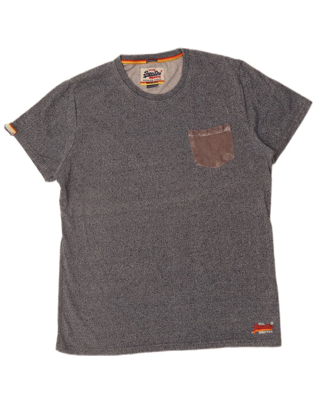 SUPERDRY Herre T-Shirt Top 2XL Grå Flecked Bomuld