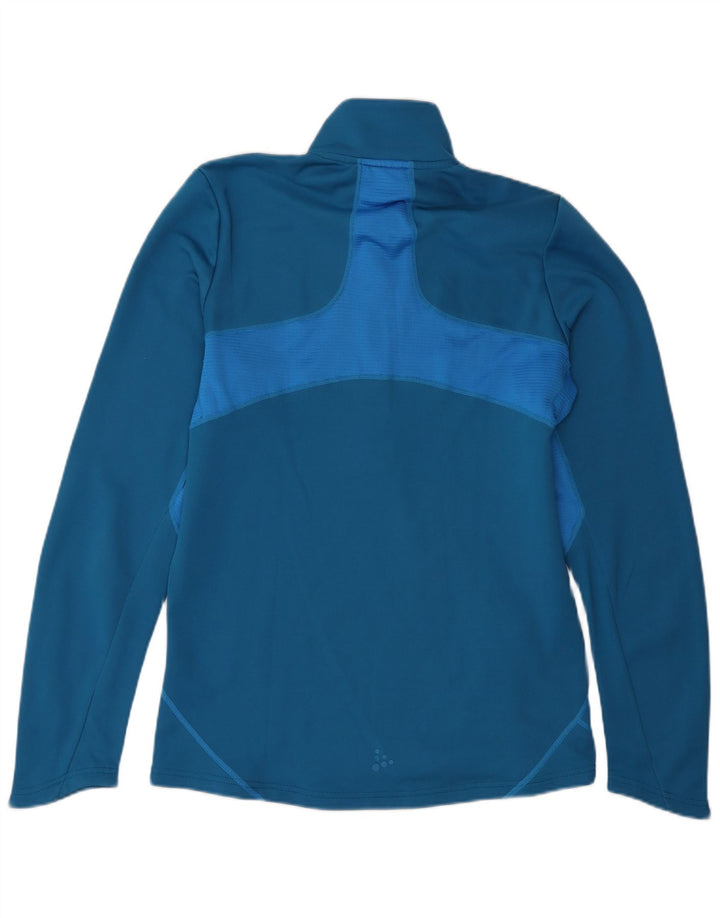 Vintage herre lynlås-hals sweater træningsdragt top medium blå farveblok