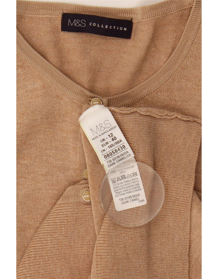 Marks & Spencer Dame Cardigan Sweater UK 12 Medium Beige Viscose