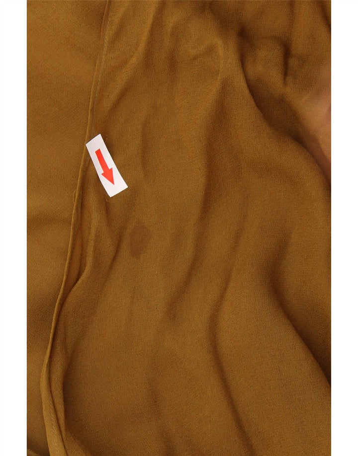 VINTAGE Langærmet Damebluse Top UK 14 Medium Brun Polyamid