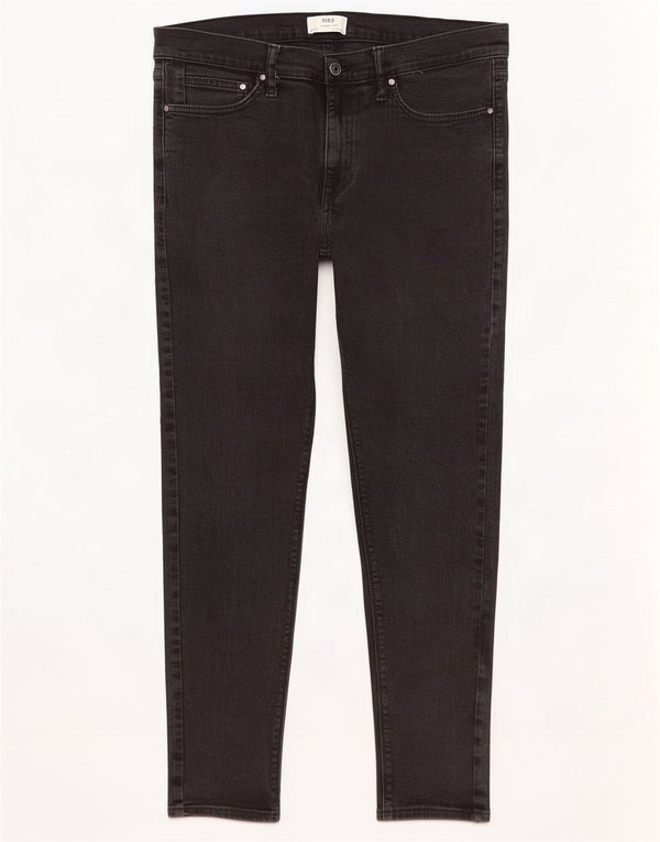Marks & Spencer Skinny Jeans til mænd W36 L31 Sort bomuld