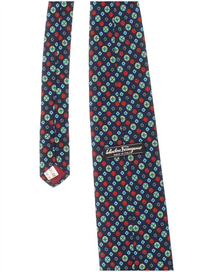 Salvatore Ferragamo Herre slips One Size Marineblå Geometrisk Silke Classic