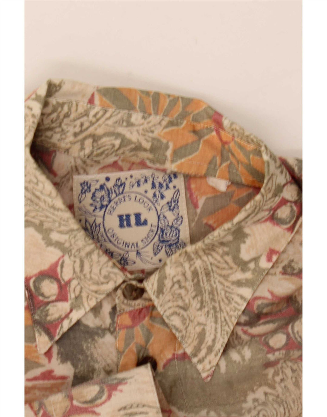 Vintage herreskjorte lille beige blomster