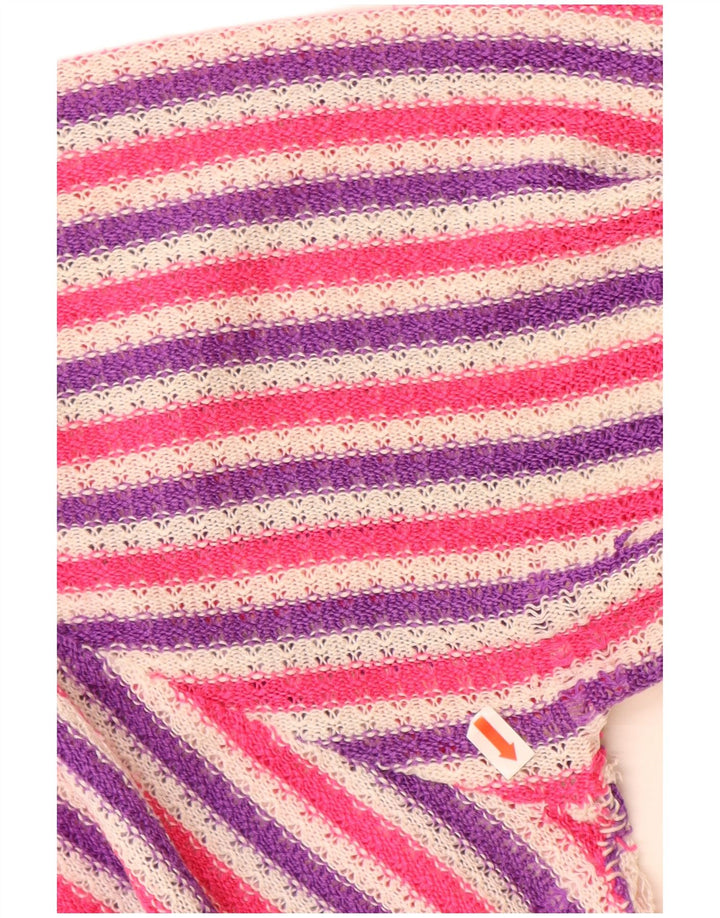 VINTAGE Dame Boat Neck Jumper Sweater UK 14 Stor Flerfarvet Stribet