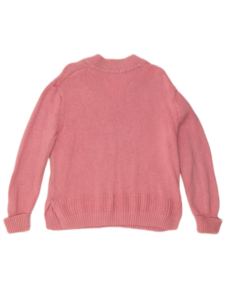 Marks & Spencer Dame V-hals sweater UK 14 Medium Pink Bomuld
