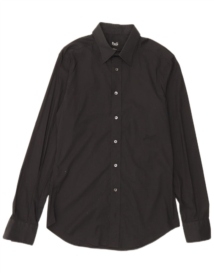 Dolce & Gabbana Herre Slim Shirt IT 48 Medium Sort Bomuld