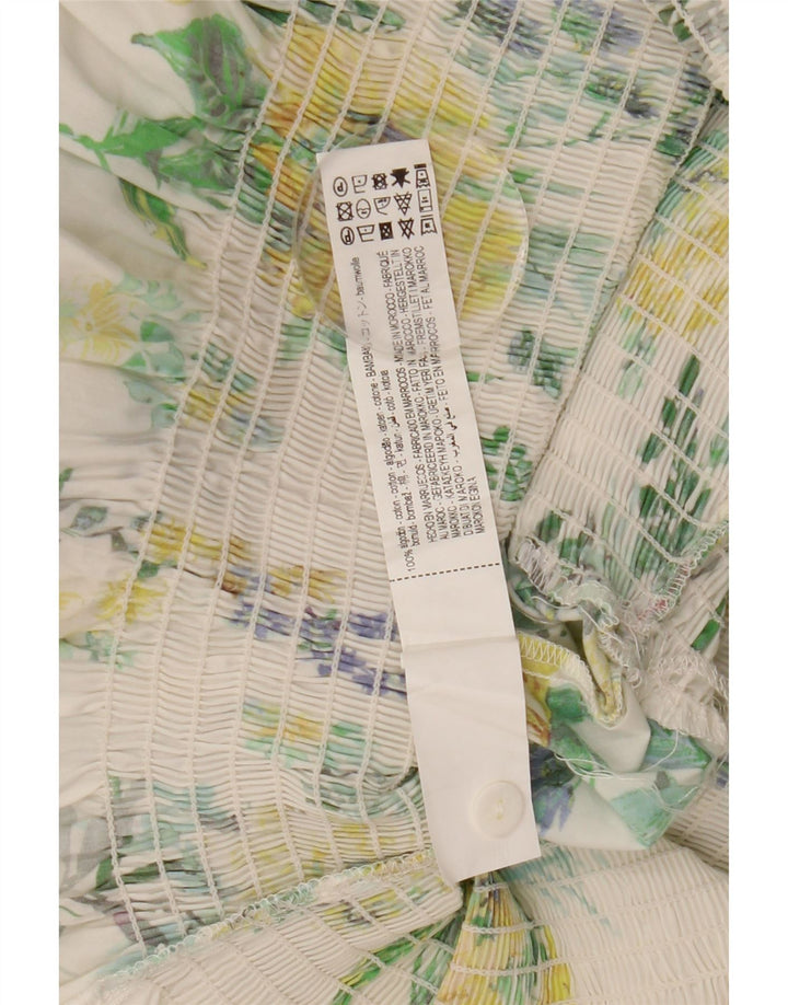 ZARA skjortekjole med 3/4 ærmer til kvinder UK 10 Small White Floral