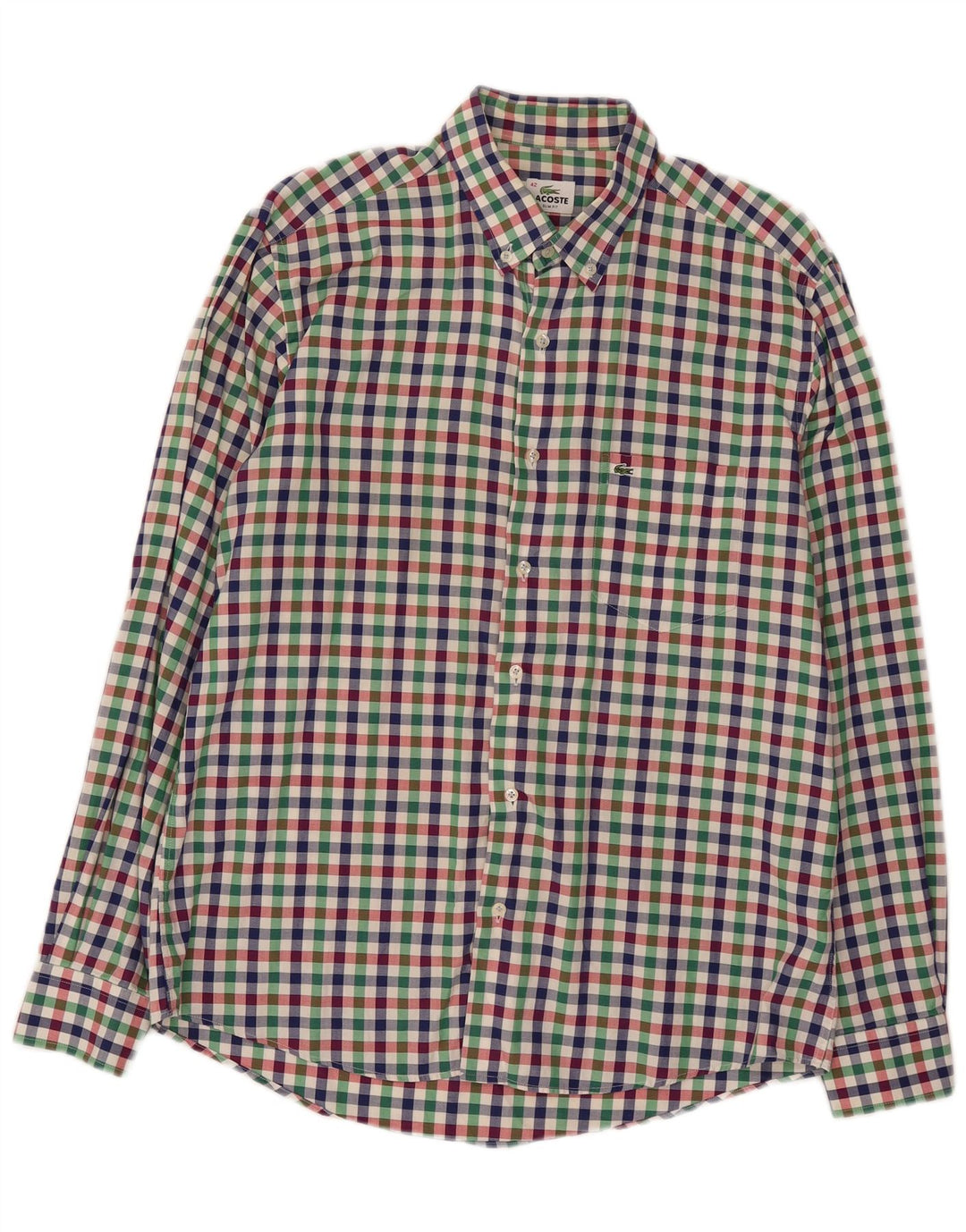 Lacoste Herre Slim Fit Flanellskjorte Størrelse 42 Stor Flerfarvet Gingham