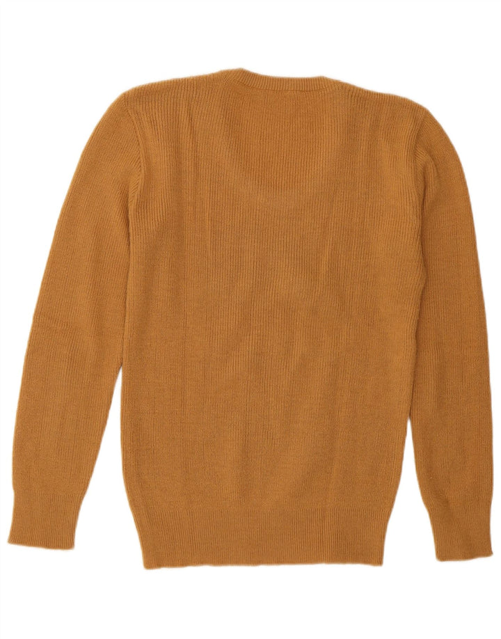 Vintage dame sweater med rund hals DK 12 medium brun geometrisk