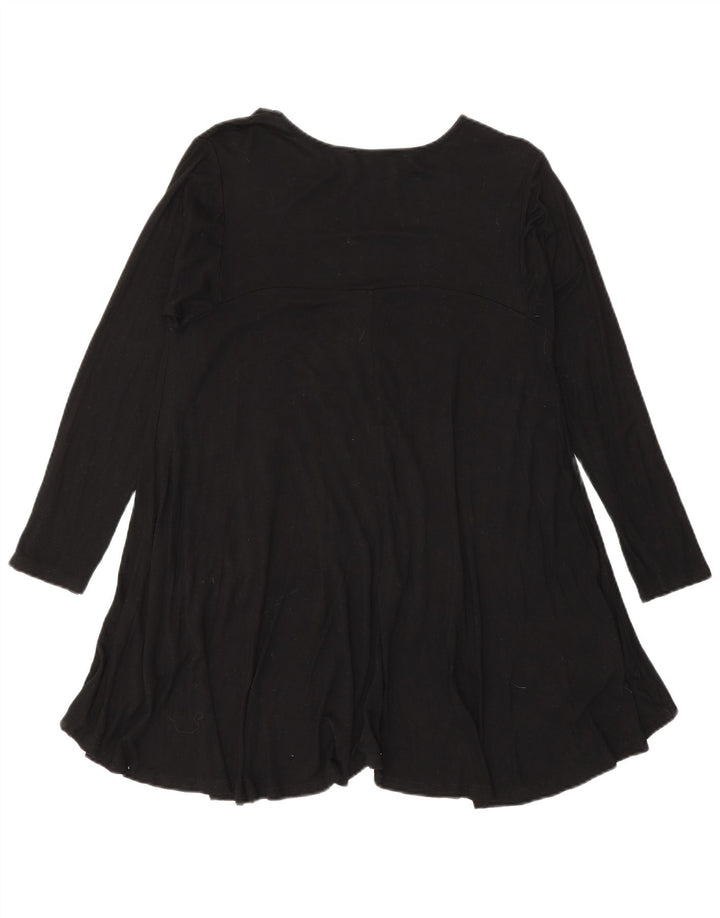 Zara Dame Langærmet Tunika Top UK 14 Large Sort