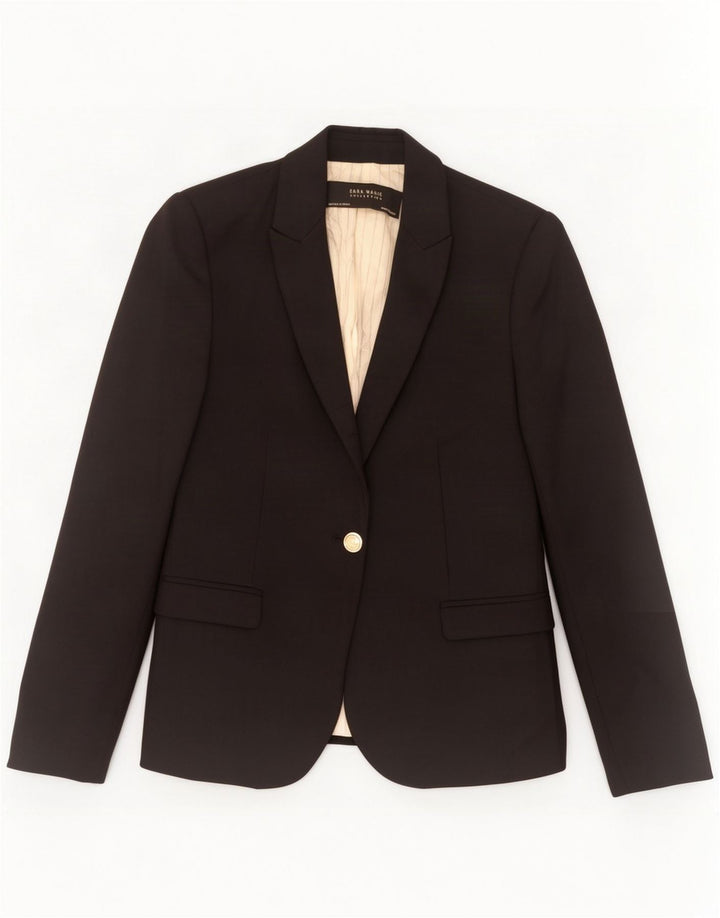 Zara Dame 1 Knap Blazer Jacket UK 10 Lille Sort