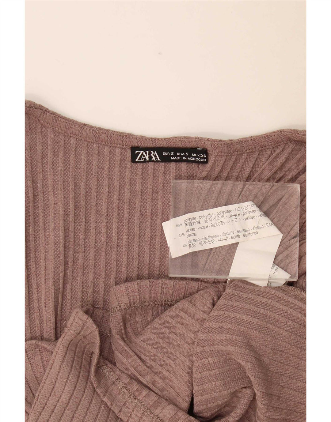 Zara Womens Crop Top Langærmet UK 8 Small Pink Polyester