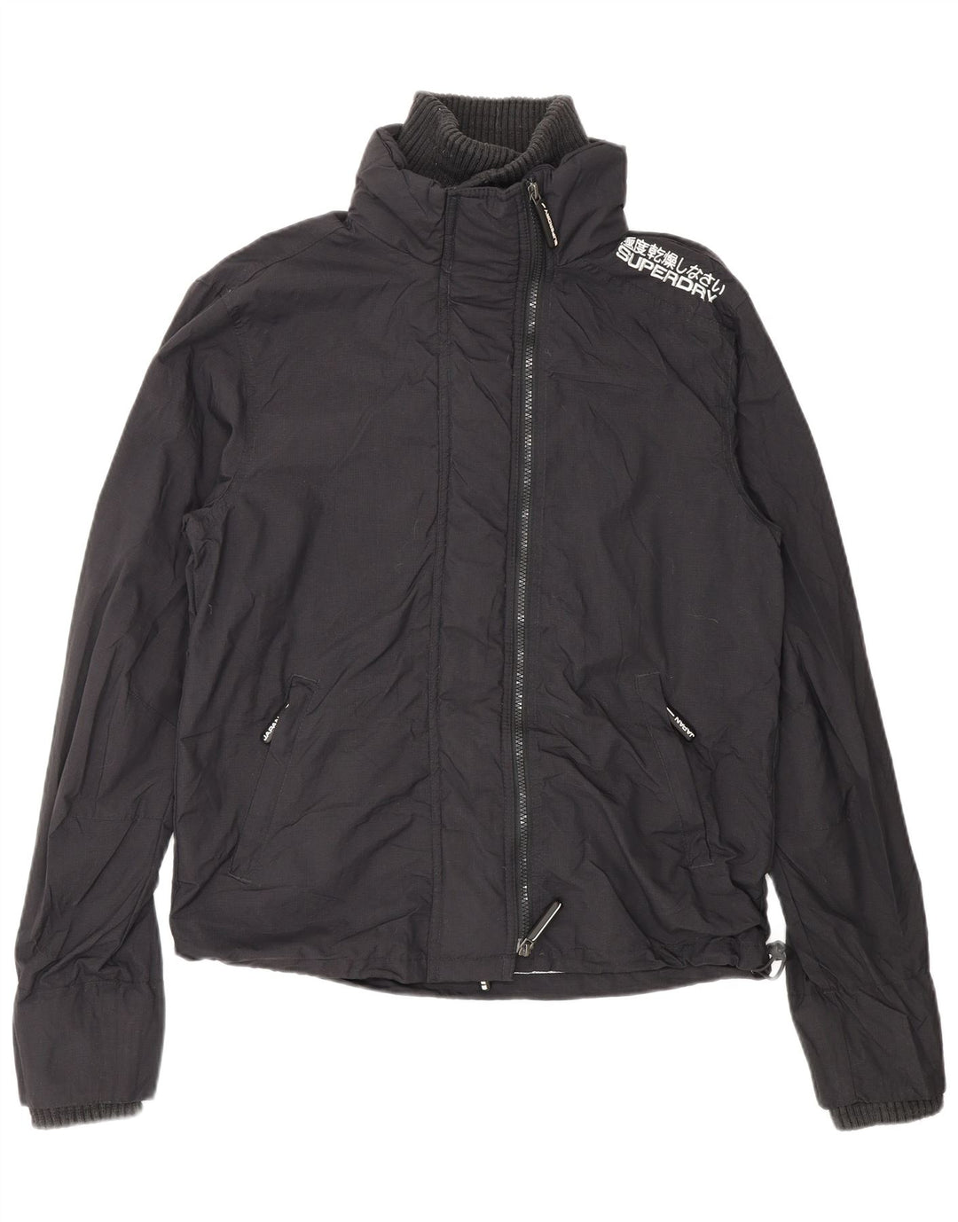Superdry Windcheater Grafisk regnjakke til kvinder UK 14 Medium Black Nylon