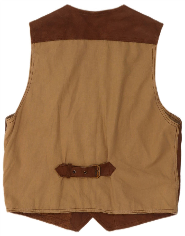 Vintage herre ruskindsvest XL brunt læder