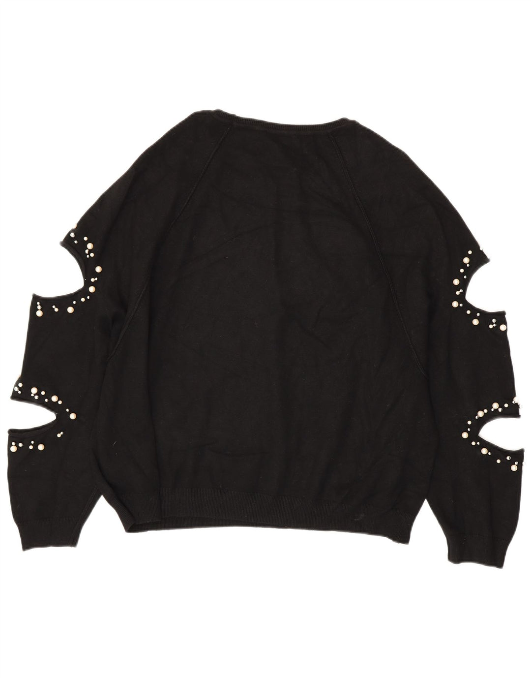 ZARA Dame Oversized Boat Neck Jumper Sweater UK 14 Medium Black