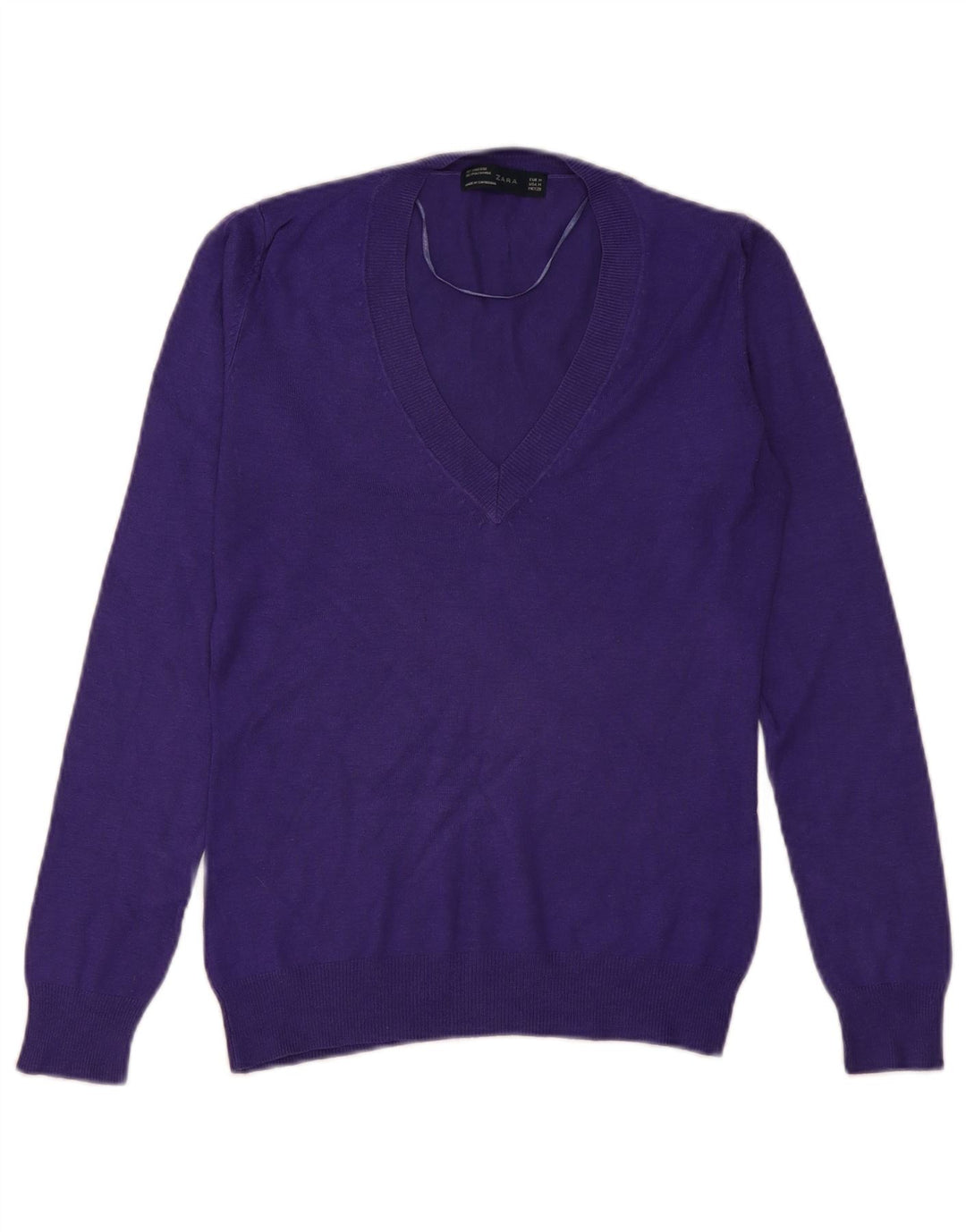Zara Dame V-hals sweater UK 12 Medium Lilla Viscose