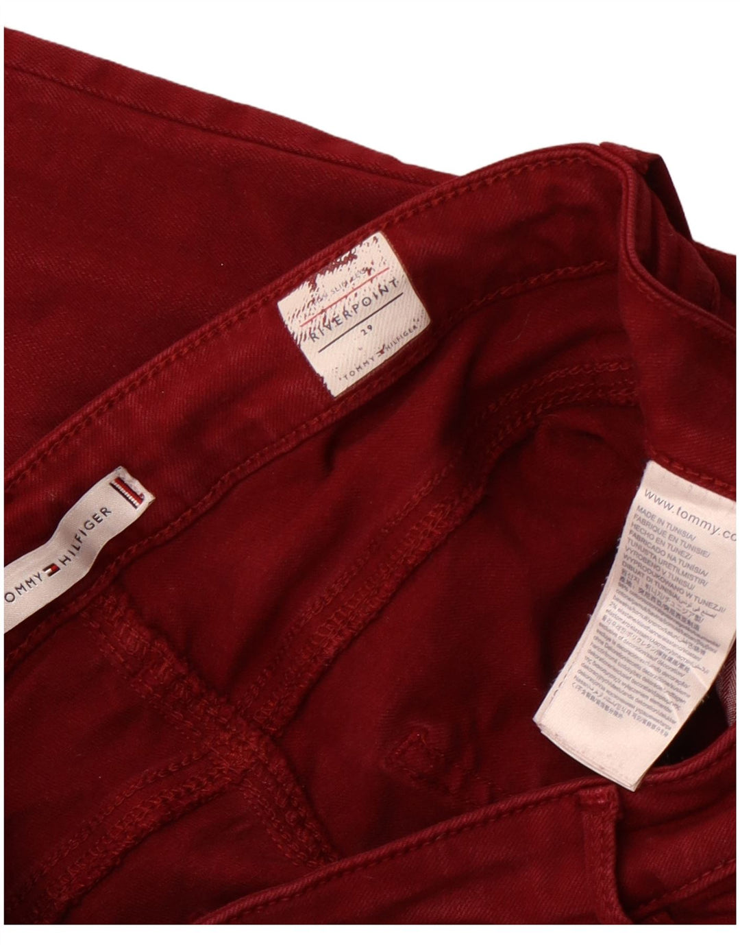TOMMY HILFIGER Dame Riverpoint Skinny Jeans W29 L28 Bourgogne bomuld