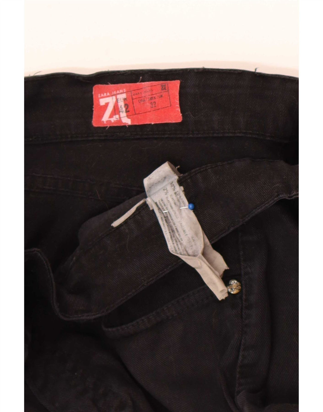 Zara Dame Straight Jeans EU 42 Large W32 L34 Sort Bomuld