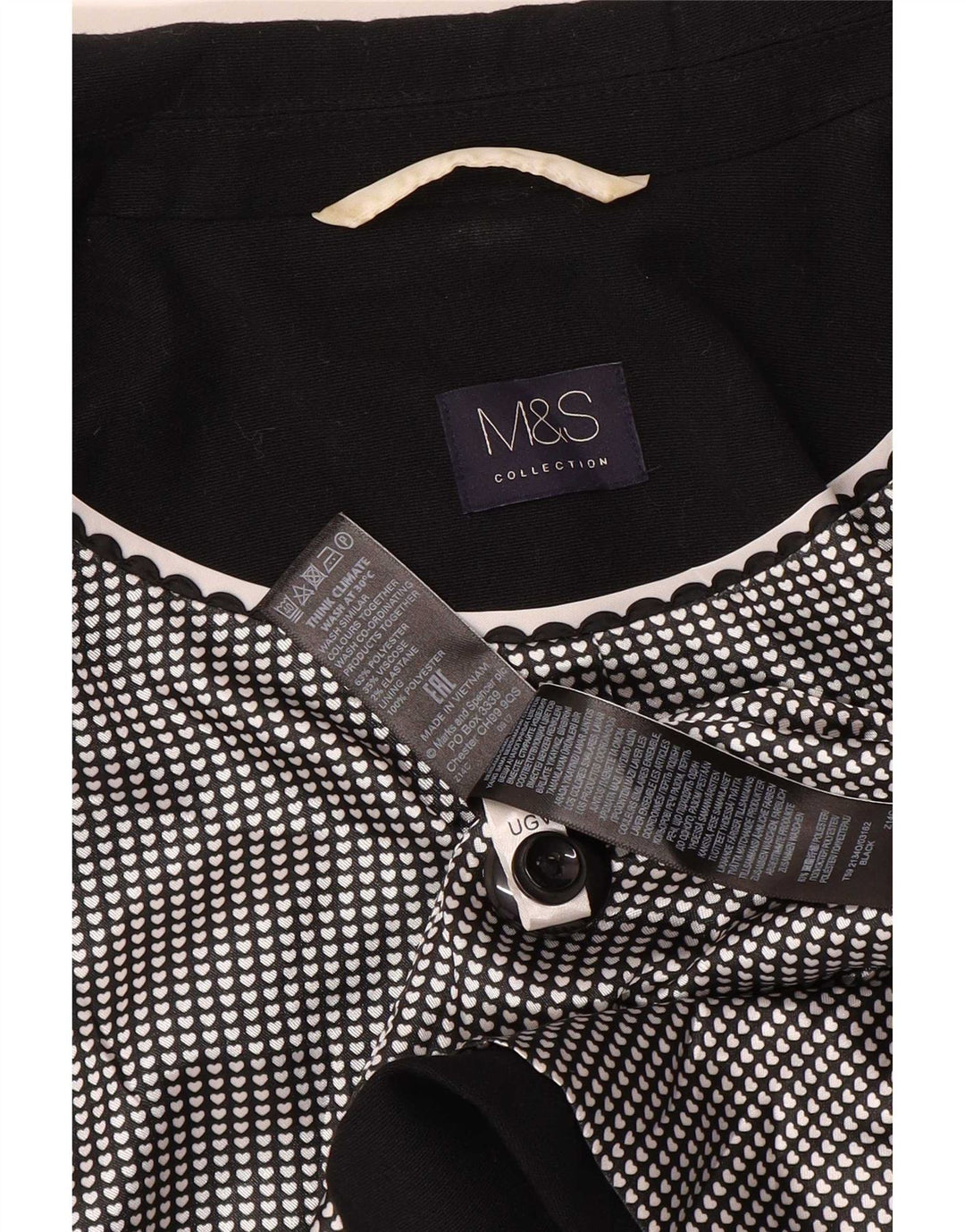 Marks & Spencer Dame 1 Knap Blazer Jakke UK 20 2XL Sort Polyester