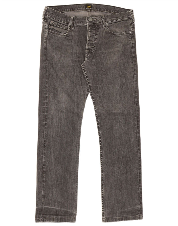 Lee Mens Powell Straight Jeans W34 L30 Grå Bomuld