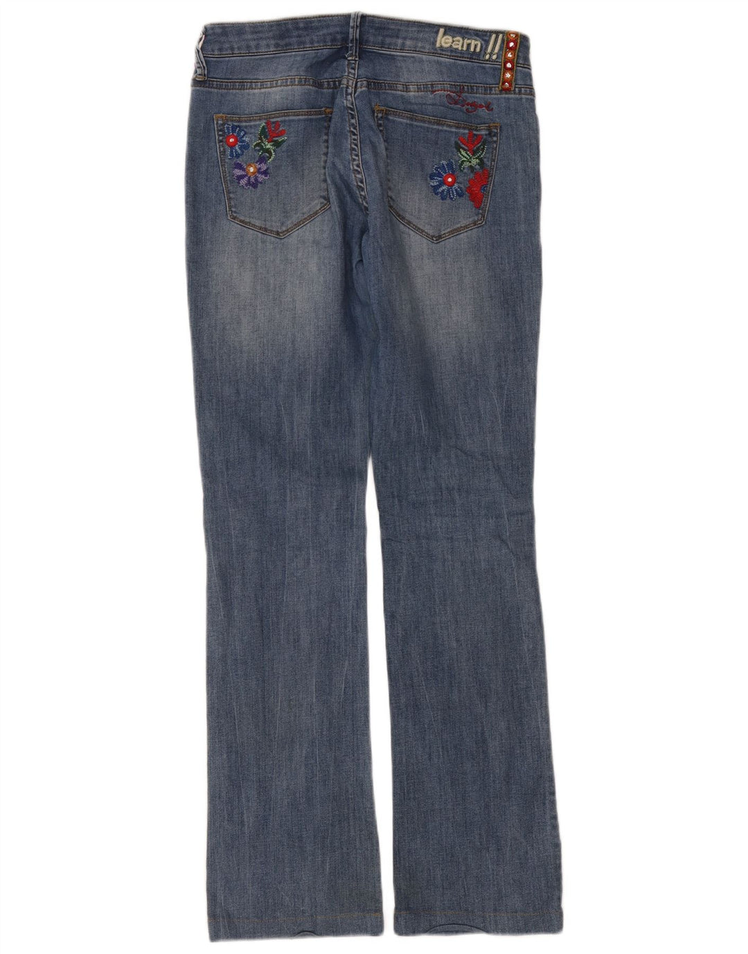 Desigual Dame Bootcut Jeans W32 L32 Blue Floral