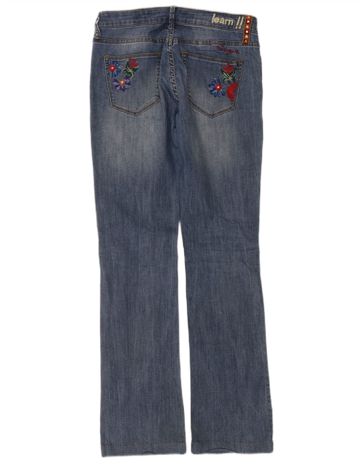 Desigual Dame Bootcut Jeans W32 L32 Blue Floral
