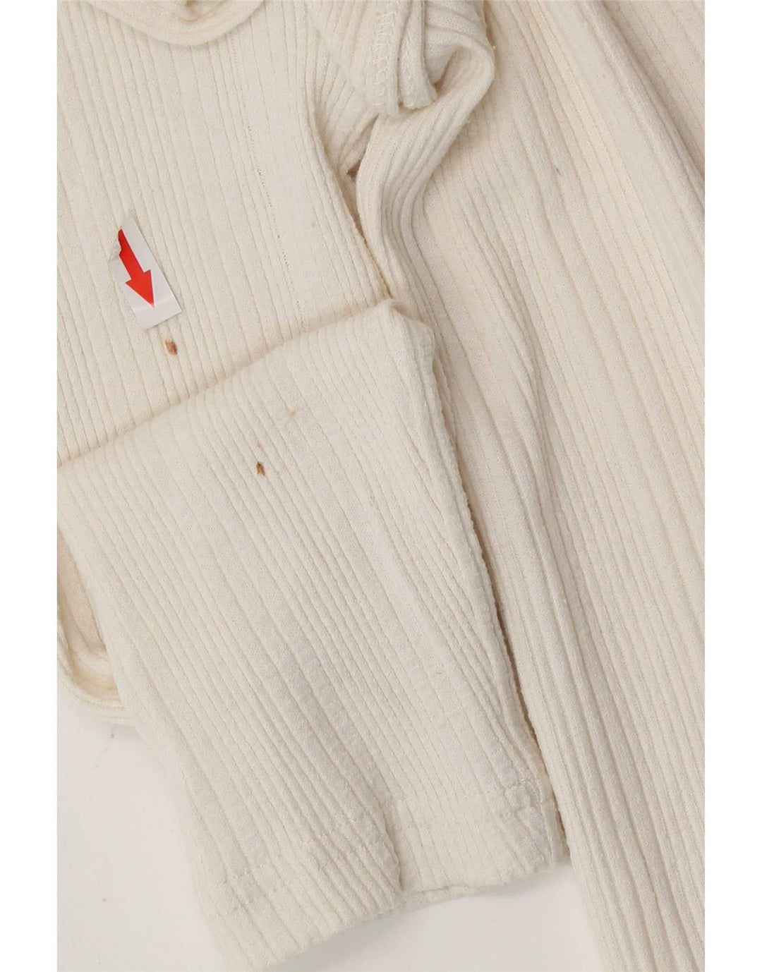 Zara Womens Crop Top Langærmet UK 8 Small Off White Bomuld