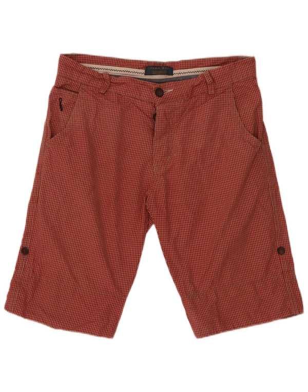 Zara Chino Shorts til mænd EU 42 Large W32 Rød ternet bomuld