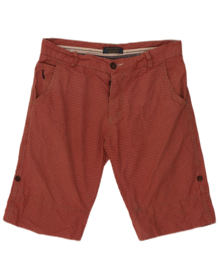 Zara Chino Shorts til mænd EU 42 Large W32 Rød ternet bomuld