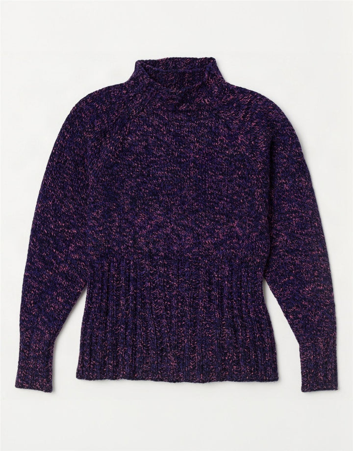 Vintage Dame Turtle Neck Jumper Sweater UK 12 Medium Lilla Flecked