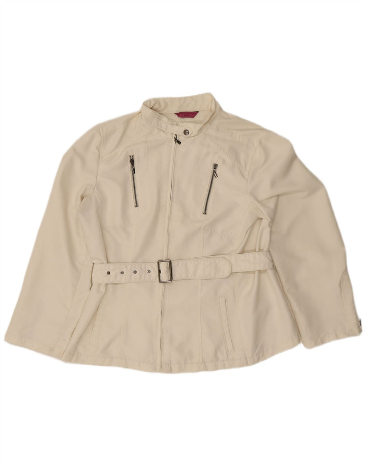 Blå Side Bomberjakke til kvinder UK 20 2XL Hvid Polyester